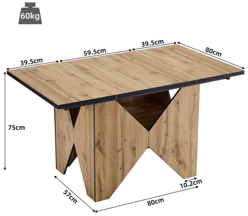 Masă de sufragerie modernă cu model de fibre de lemn, Maro deschis | Aosom Romania