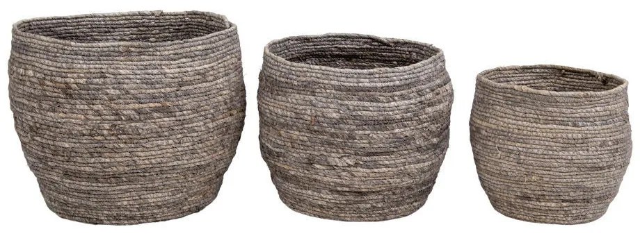 Coșuri Tivoli, frunze de porumb, gri, 3 buc