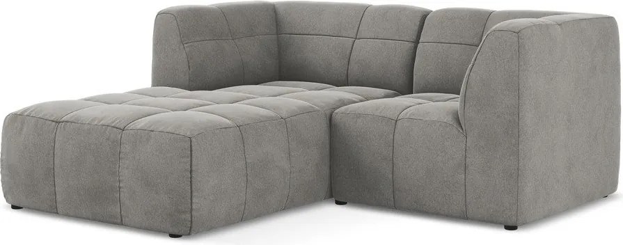 Colțar gri cu tapițerie din catifea (cu colț pe partea stângă/cu șezlong) Aloha – Makamii