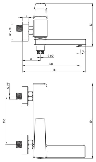 Deante BQL_012M - Baterie pentru cadă BLUR rabatabilă, crom lucios