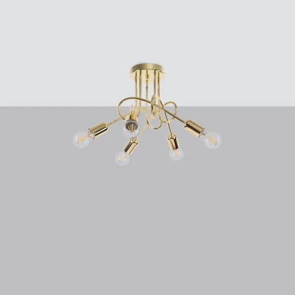 Lustră pe tijă Sollux SL.1438 LOOP 5xE27/15W/230V auriu