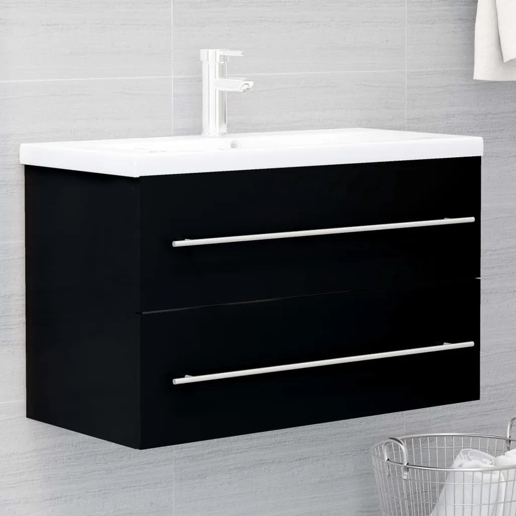 804702 vidaXL Dulap de chiuvetă, negru, 80x38,5x48 cm, PAL