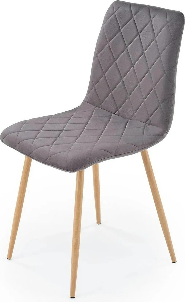 Scaun K525, gri inchis/stejar, stofa catifelata/metal, 45x55x89 cm