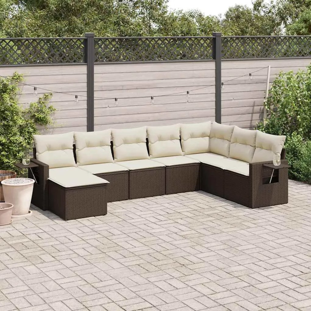 vidaXL Set canapele de grădină cu perne, 8 piese, maro, poliratan