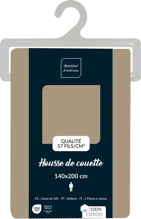 Lenjerie de pat maro deschis din bumbac pentru pat de o persoană 140x200 cm Lina – douceur d'intérieur