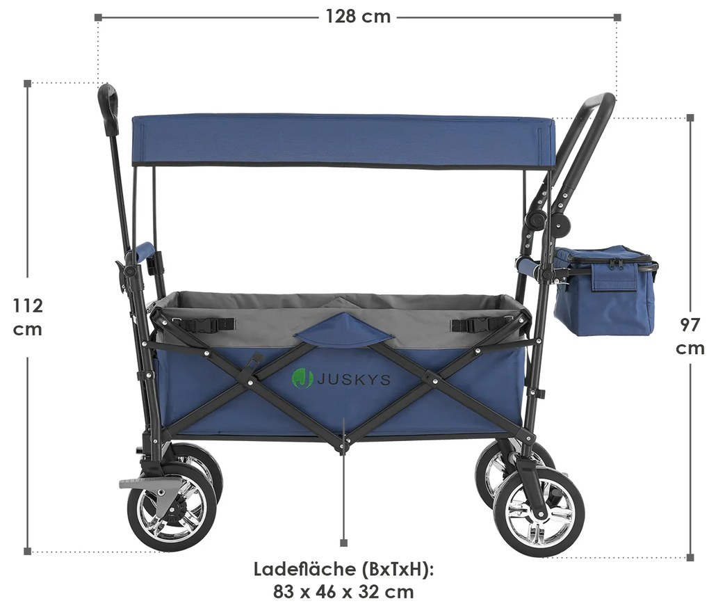 Camion de mână cu un acoperiș albastru/gri