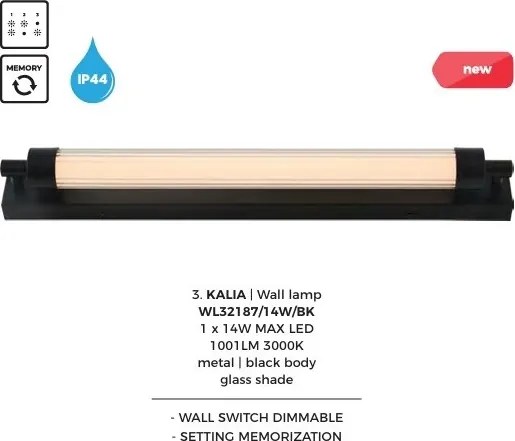 Aplica de perete LED baie IP44 KALIA negru