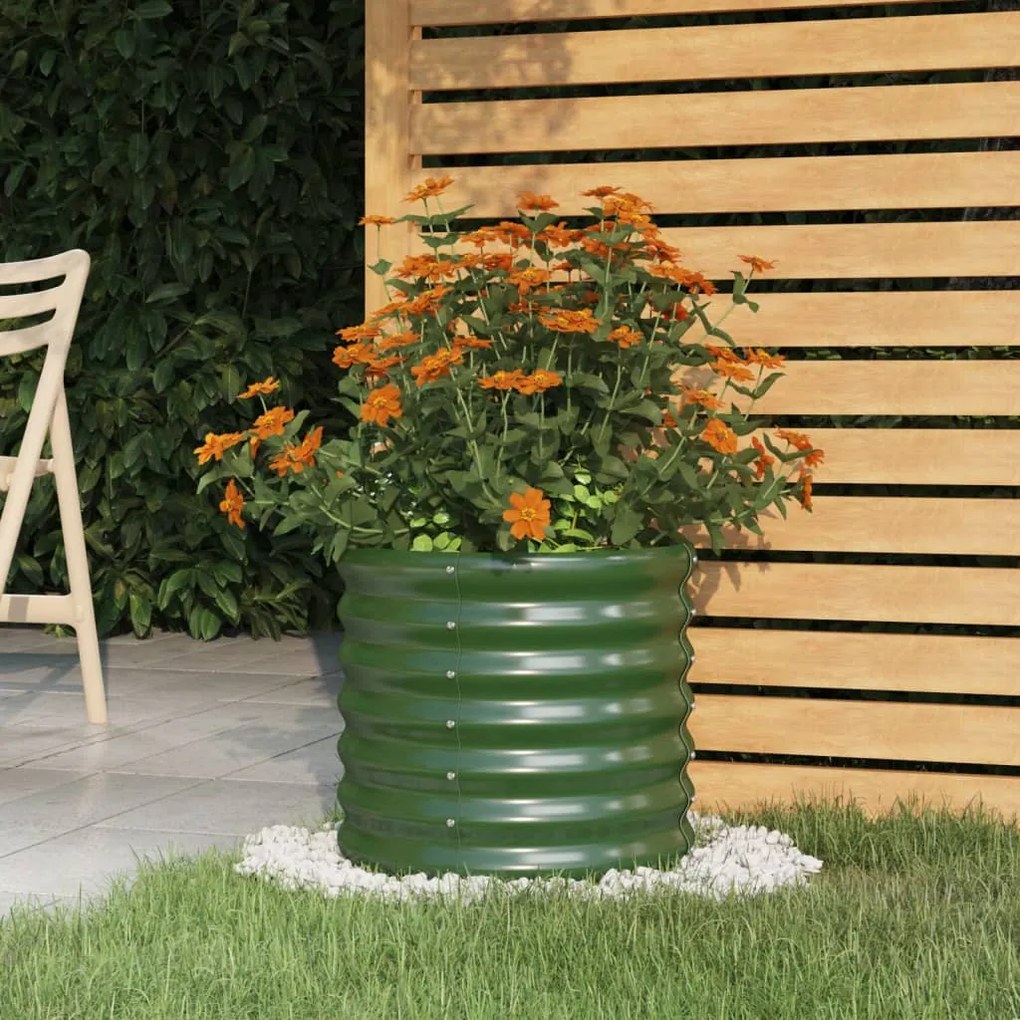 vidaXL Jardinieră grădină verde 40x40x36 cm oțel vopsit electrostatic