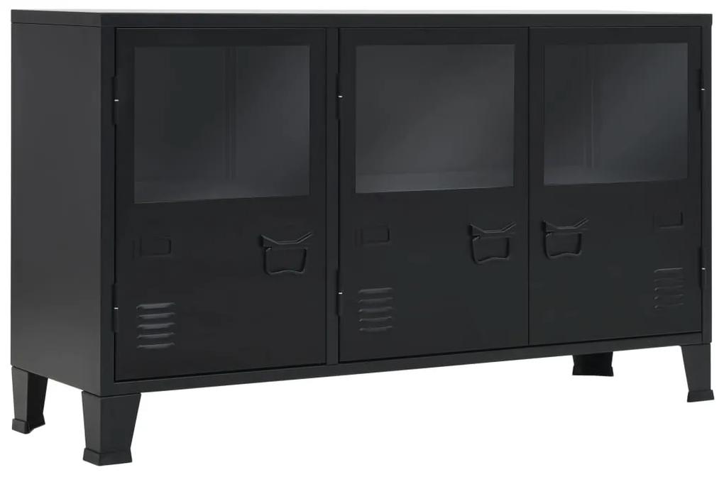 245959 vidaXL Servantă, stil industrial, negru, 120 x 35 x 70 cm, metal