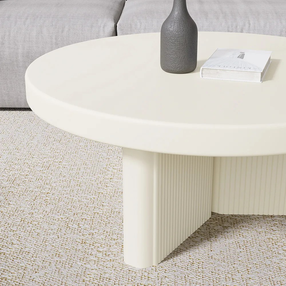 Masuta de cafea rotunda alb stil japandi DEPRIMO 43471 by Deprimo