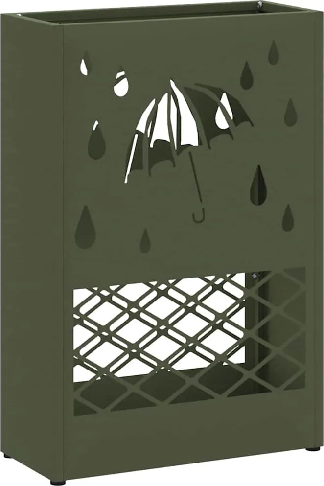 vidaXL Suport pentru umbrele Olivengrønn 28 x 12 x 41 cm Oțel