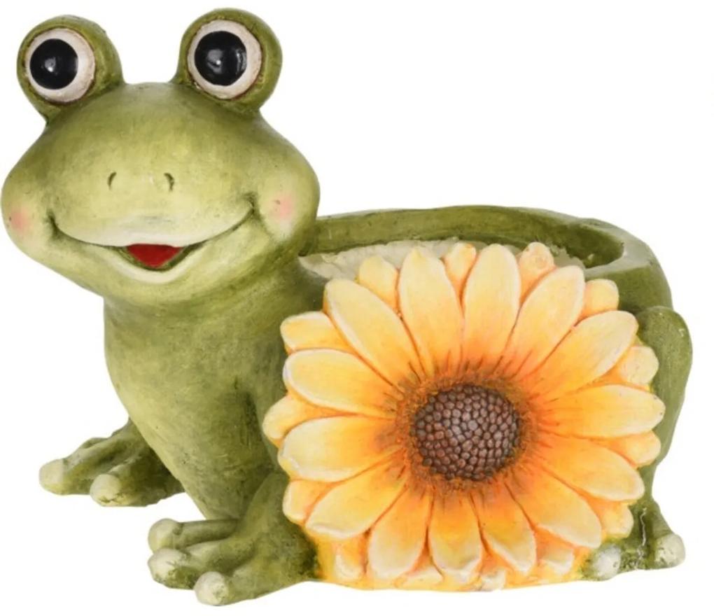 Ghiveci Frog with sunflower, 35x25.5x25 cm, oxidat de magneziu