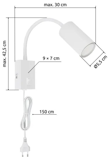 Lampă de perete flexibilă ROBBY 1xGU10/25W/230V albă Globo 57911WW