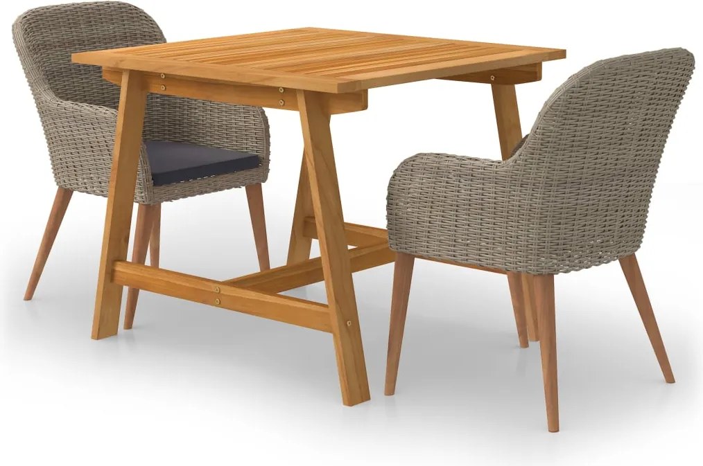 vidaXL Set de masă pentru grădină, 3 piese, maro