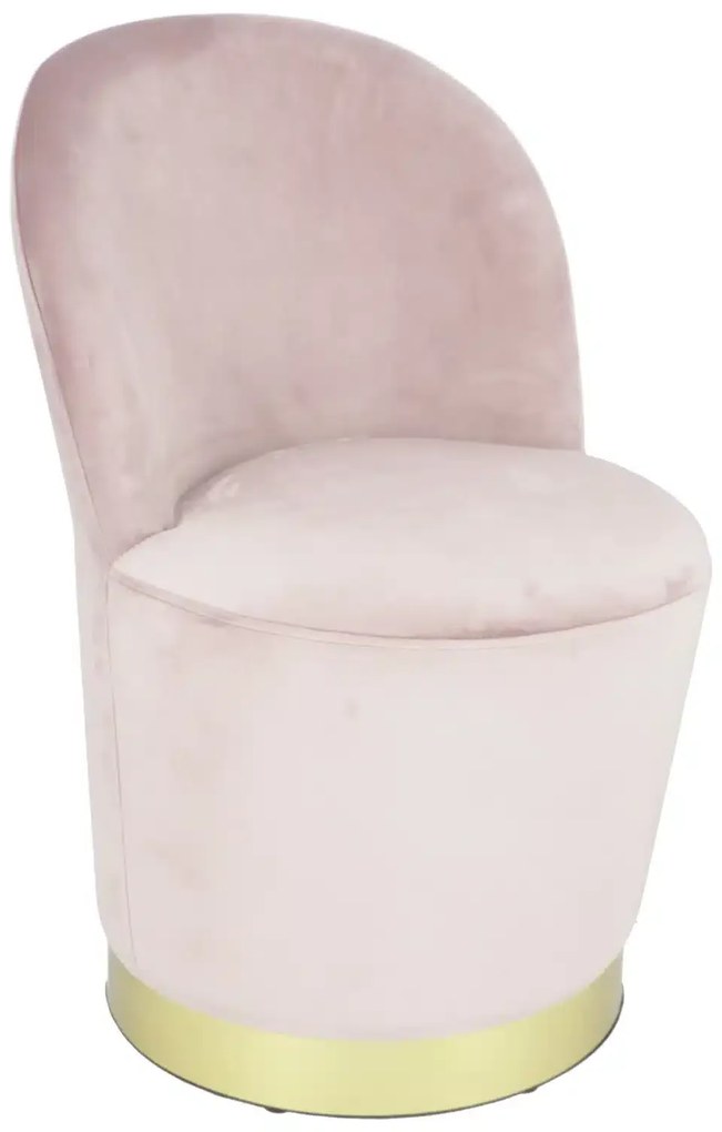Fotoliu Glamour din catifea cu baza aurie, design elegant - ROZ PUDRAT