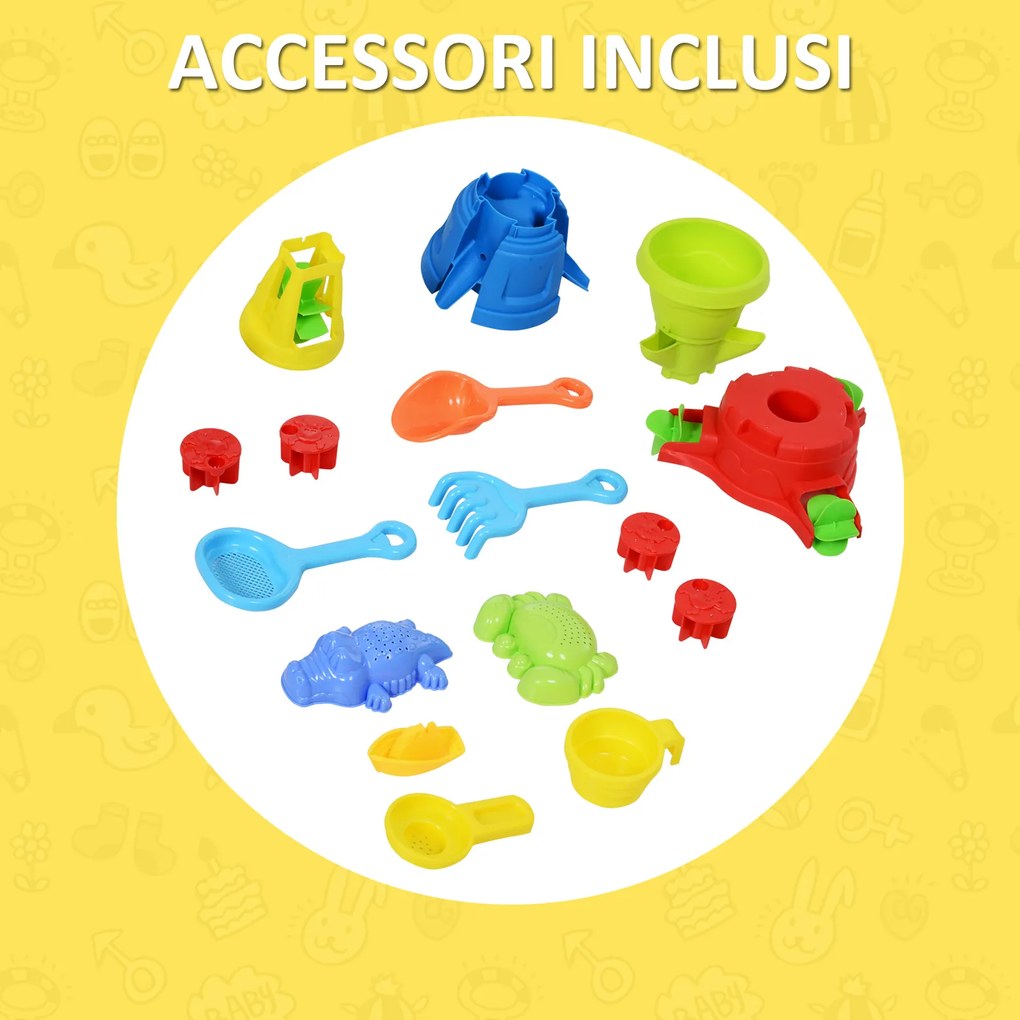 HOMCOM Masă Educativă de Activități pentru Copii, cu 21 Accesorii Distractive, din PP Certificat, 46x46x72cm, Albastru | Aosom Romania