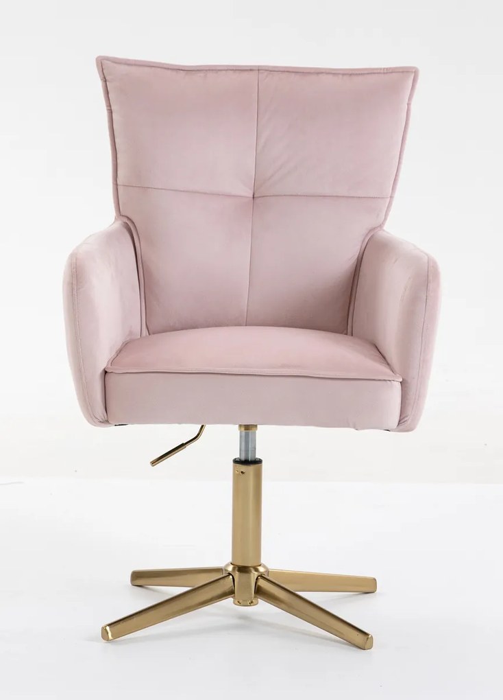 HR250CROSS Scaun Catifea Roz Pudra Bază Aurie