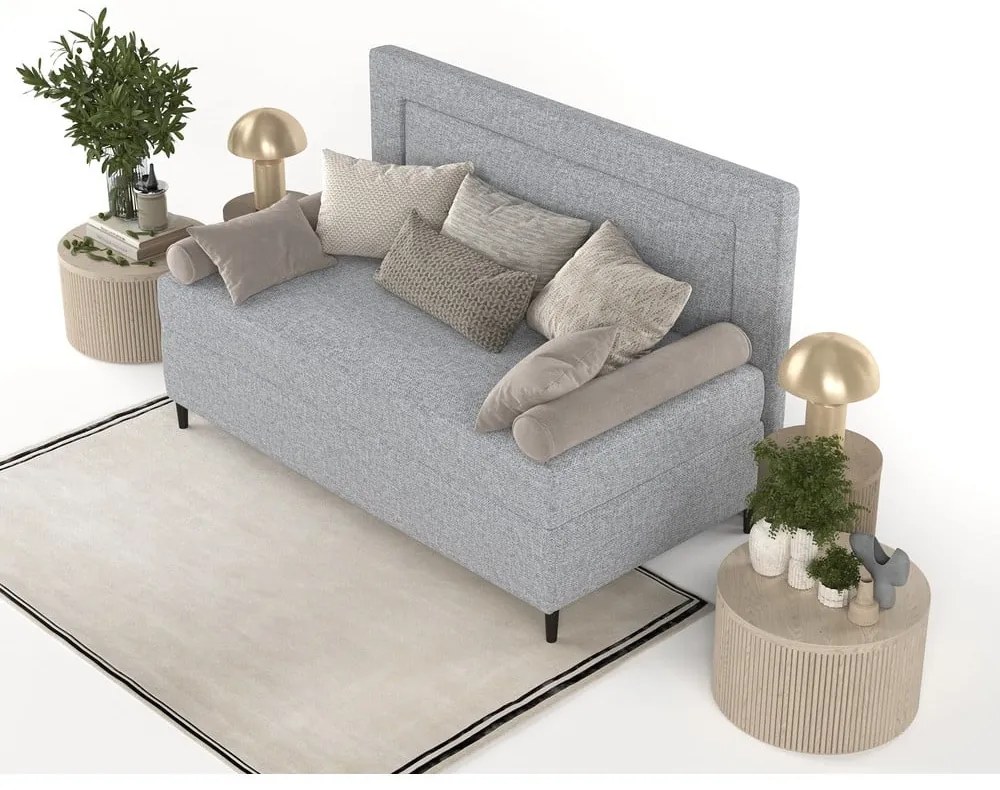 Pat gri tapițat 80x200 cm Alba – Maison de Rêve