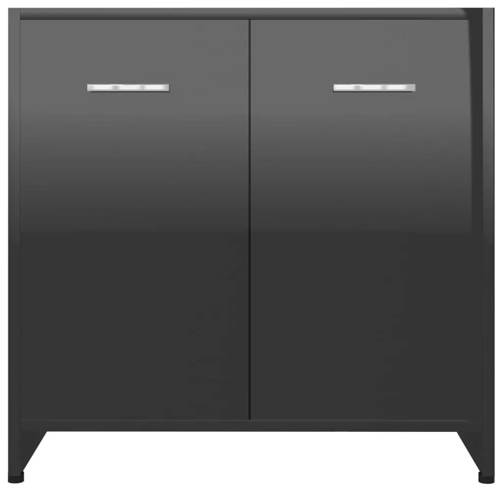 Set mobilier de baie, 4 piese, negru extralucios negru foarte lucios, 1