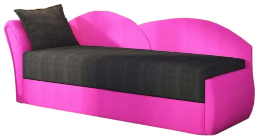 Supermobel Canapea extensibilă AGATA, 200x80x75, negru + roz (alova04/alova76), stânga
