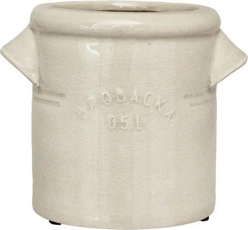 Ghiveci din ceramică glazurată manual 0,5L alb crem, „Brobacka"