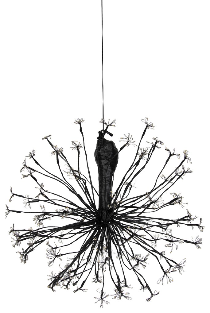 Lampă suspendată de Crăciun sferică neagră 60 cm, cu LED și temporizator IP44 - Nobu