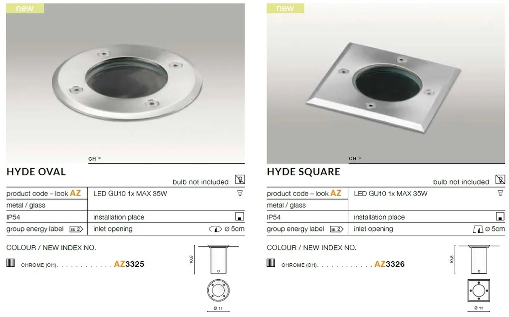 Spot de exterior incastrabil pavaj IP54 HYDE SQUARE ZZ AZ3326