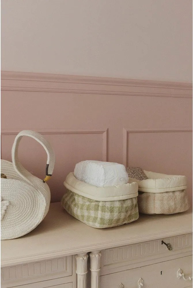 Coș de jucării pentru copii verde deschis din material textil 30x20x20 cm Swan Matcha – Lorena Canals