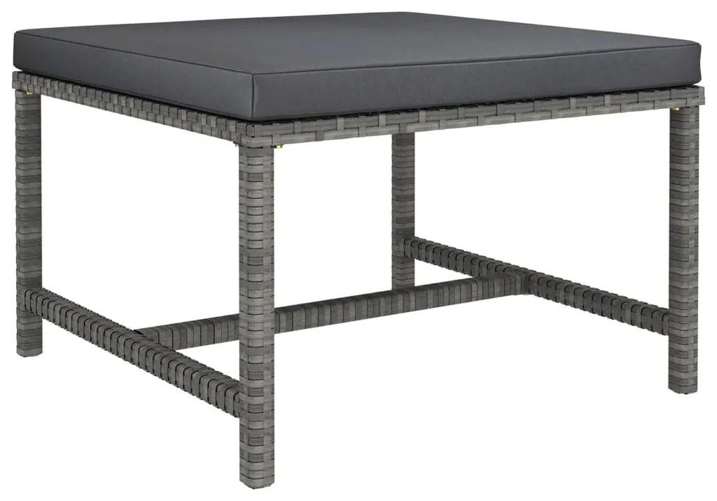 vidaXL Taburet modular cu pernă, gri, poliratan