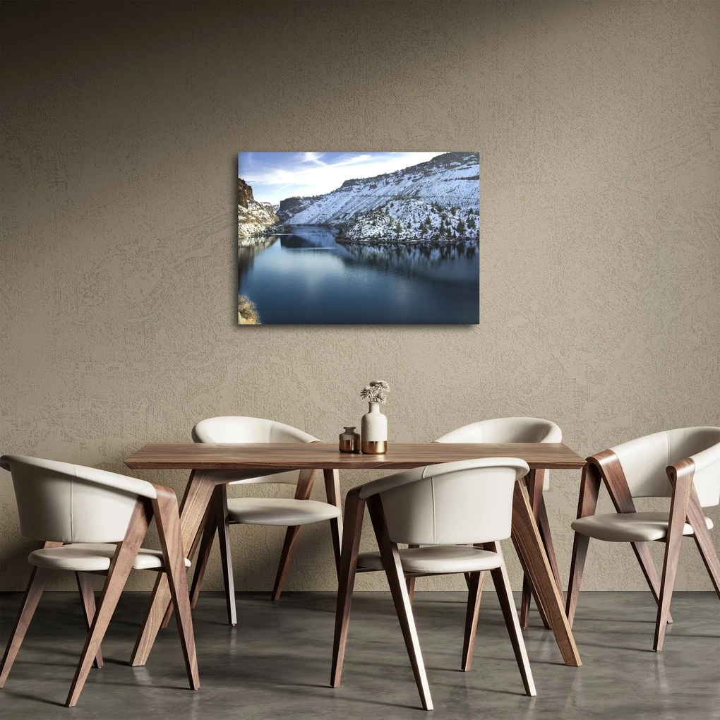 Tablou - peisaj de iarnă cu lac (70x50 cm)