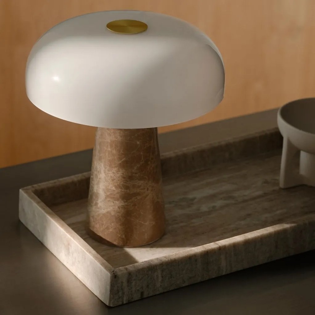 Veioza Design Nordic Minimalist, Marmura, Sticla, Glossy Mini bej