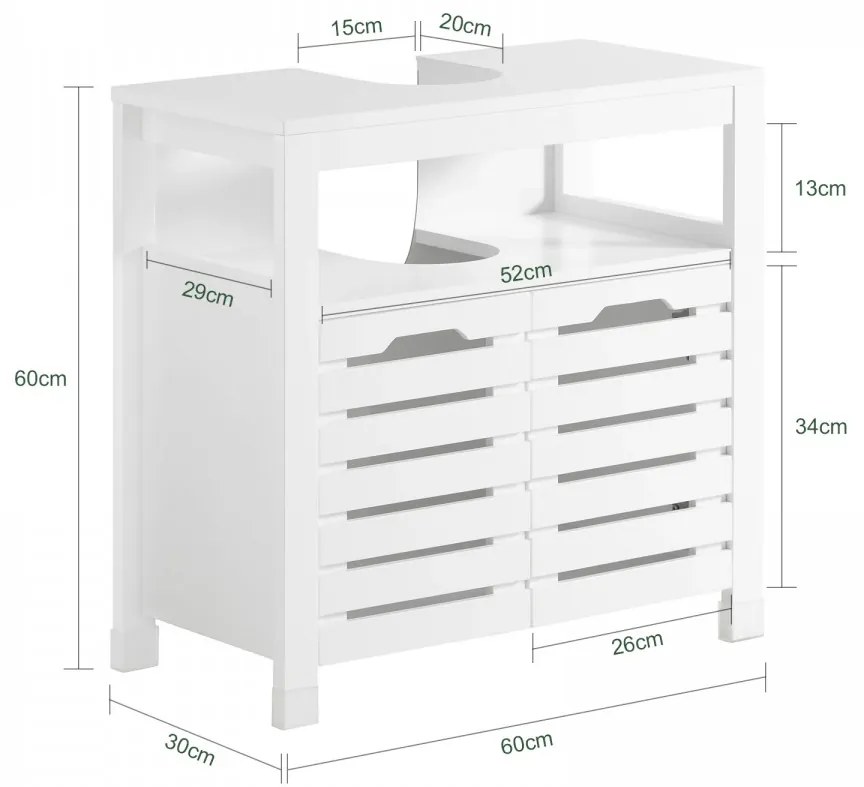 INA1 - Masca de chiuveta, 60 cm, alba - Mobilier Baie INA