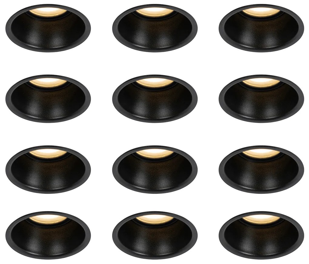 Set de 12 spoturi incastrate negre GU10 50mm IP44 - Dept