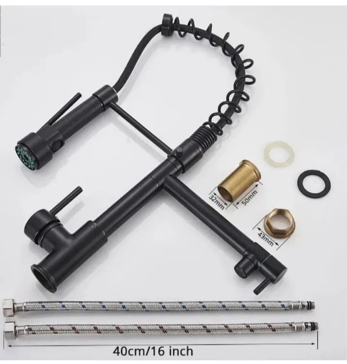 Baterie de Bucătărie cu Duș Extensibil, Negru, Model YD/202 – Design Modern și Funcțional pentru O Utilizare Confortabilă