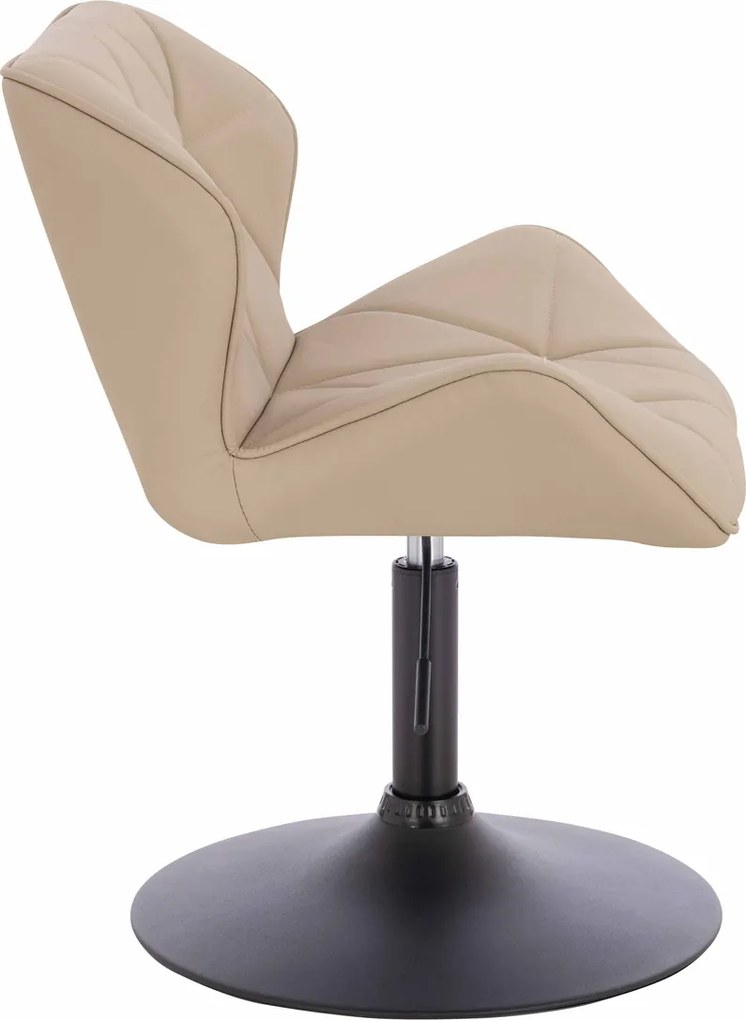 HR111N Scaun Crem Piele Ecologica Premium Soft cu Bază Neagră