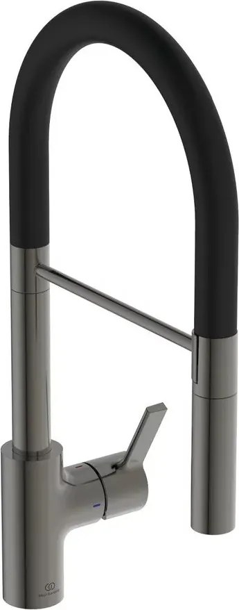 Baterie bucatarie cu pipa flexibila semi-profesionala Ideal Standard Gusto 142 gri - negru