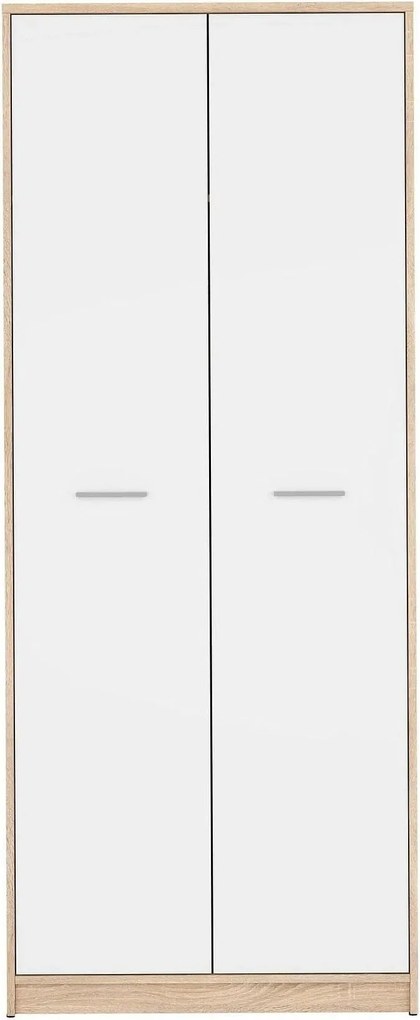 Dulap NEPO PLUS, alb/stejar sonoma, PAL, cu 2 usi, 80x55x197 cm
