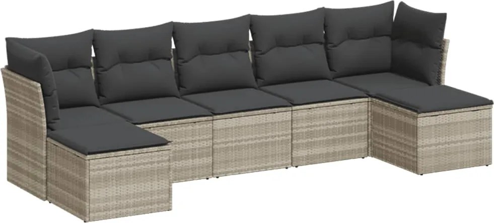 vidaXL Set canapele de grădină cu perne, 7piese gri deschis poliratan