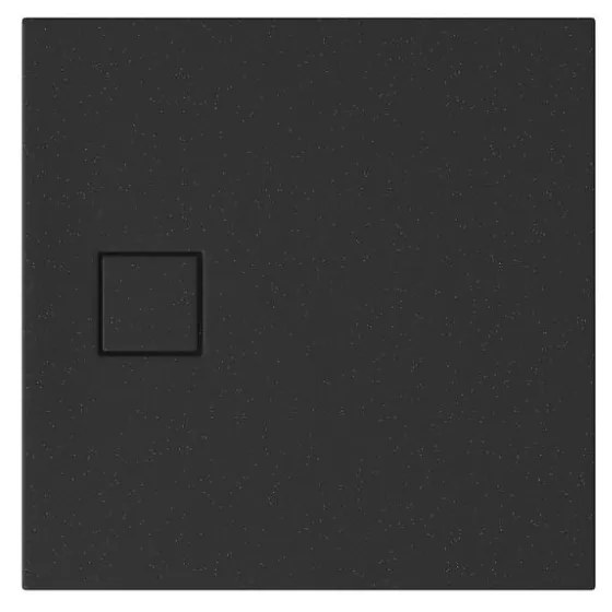 Cadita dus patrata neagra 80x80 cm Cersanit Tako Slim cu sifon inclus 800x800 mm