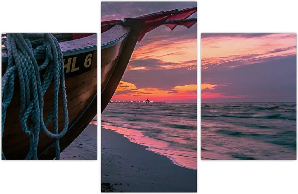 Tablou -Barcă la mal (90x60 cm)