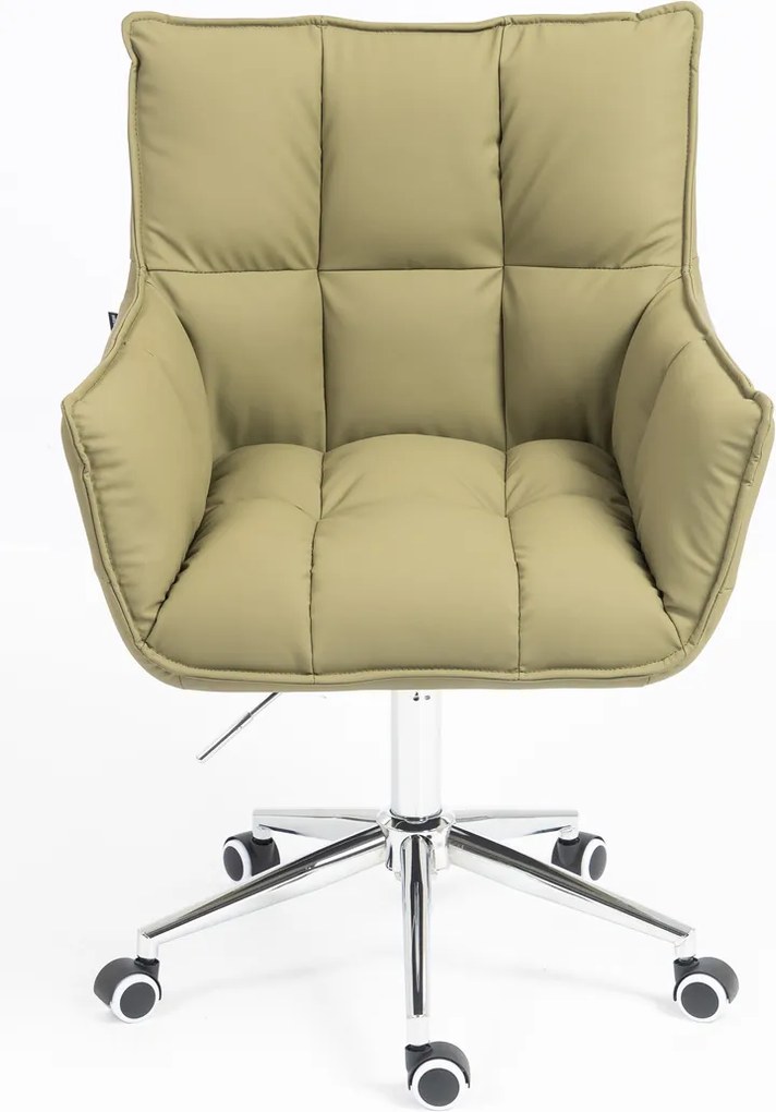 HR560K Scaun Khaki Piele Ecologica Premium Soft cu Bază Cromata