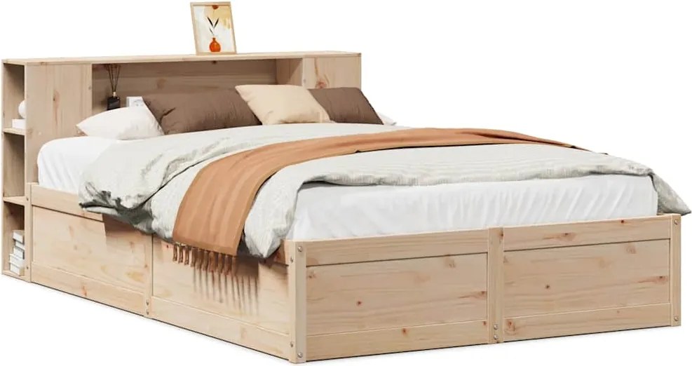 vidaXL Cadru de pat fără saltea, 135x190 cm, lemn masiv de pin
