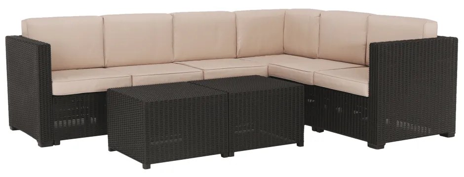 Set de gradina din rattan, 3 piese, maro bej, RODEN