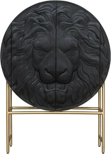 Bufet Elegant din Lemn de Mango, Negru, LION 140cm 3D
