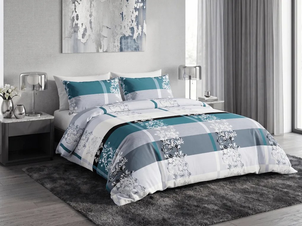 Lenjerie de pat din polibumbac LUXURY turcoaz Dimensiune lenjerie de pat: 2 buc 70 x 90 cm | 200 x 220 cm
