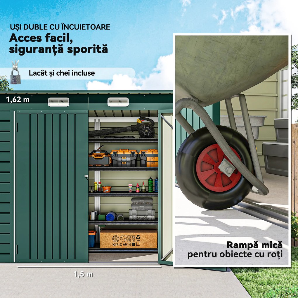 Outsunny Sopron Gradina 8×4 ft – Otel Galvanizat pentru Depozitare | Aosom Romania