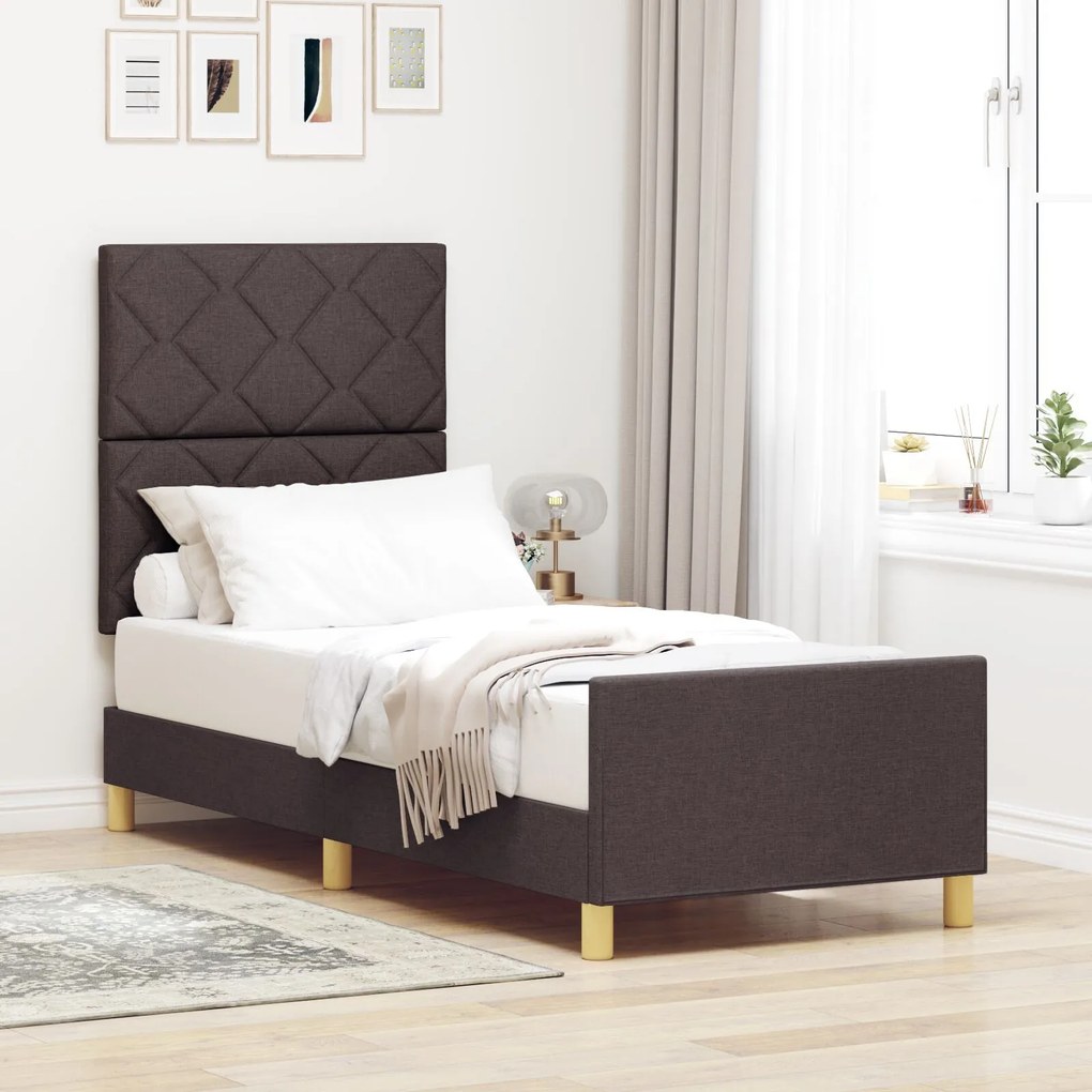 vidaXL Cadru de pat cu headboard Maro închis 80 x 200 cm țesătură