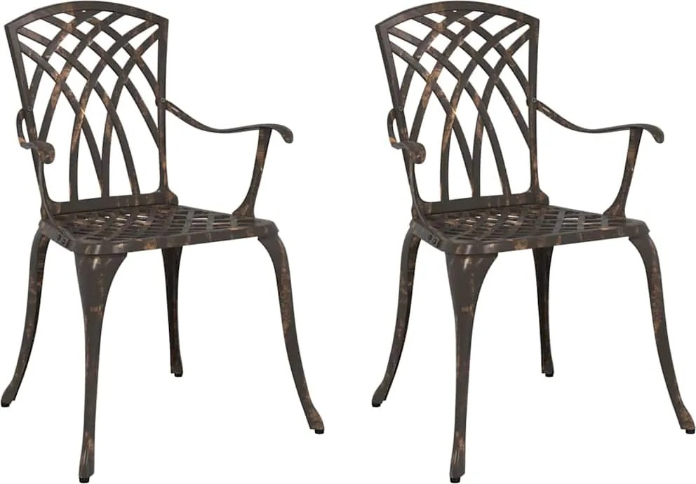 vidaXL Scaun pentru Grădină 2 pcs Bronz 53 x 51 x 88,5cm Aluminiu