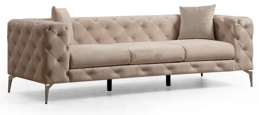 Canapea bej cu tapițerie din catifea 237 cm Como – Artie