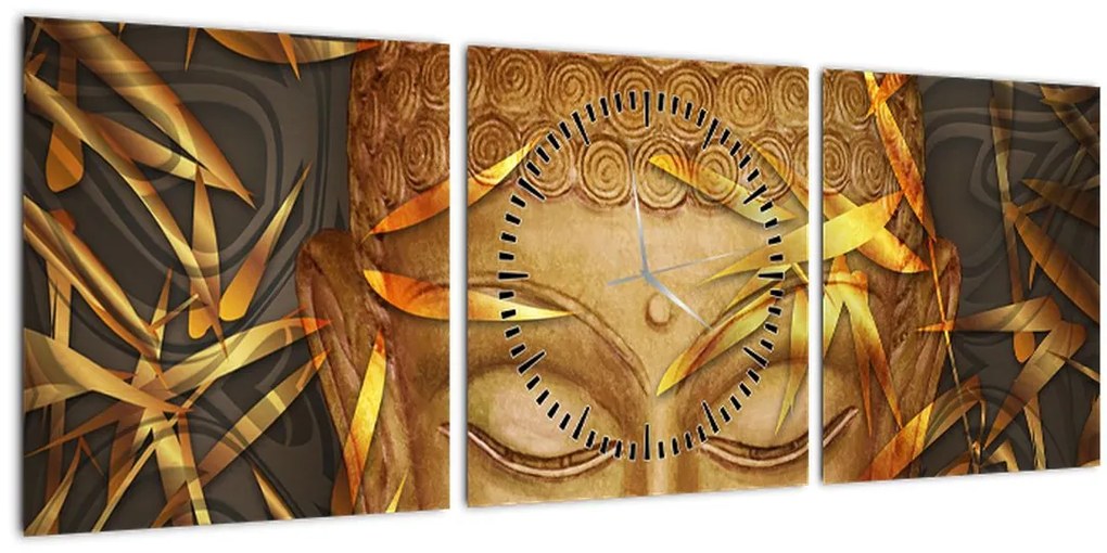 Tablou - Buddha de aur (cu ceas) (90x30 cm)